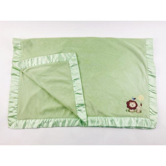 CIRCO TARGET LION BIRD SUN BABY BLANKET GREEN SATIN TRIM JUNGLE ZOO LOVEY GRASS - Picture 2 of 12